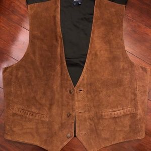 GAP Genuine Suede Leather Brown Pocket Vest